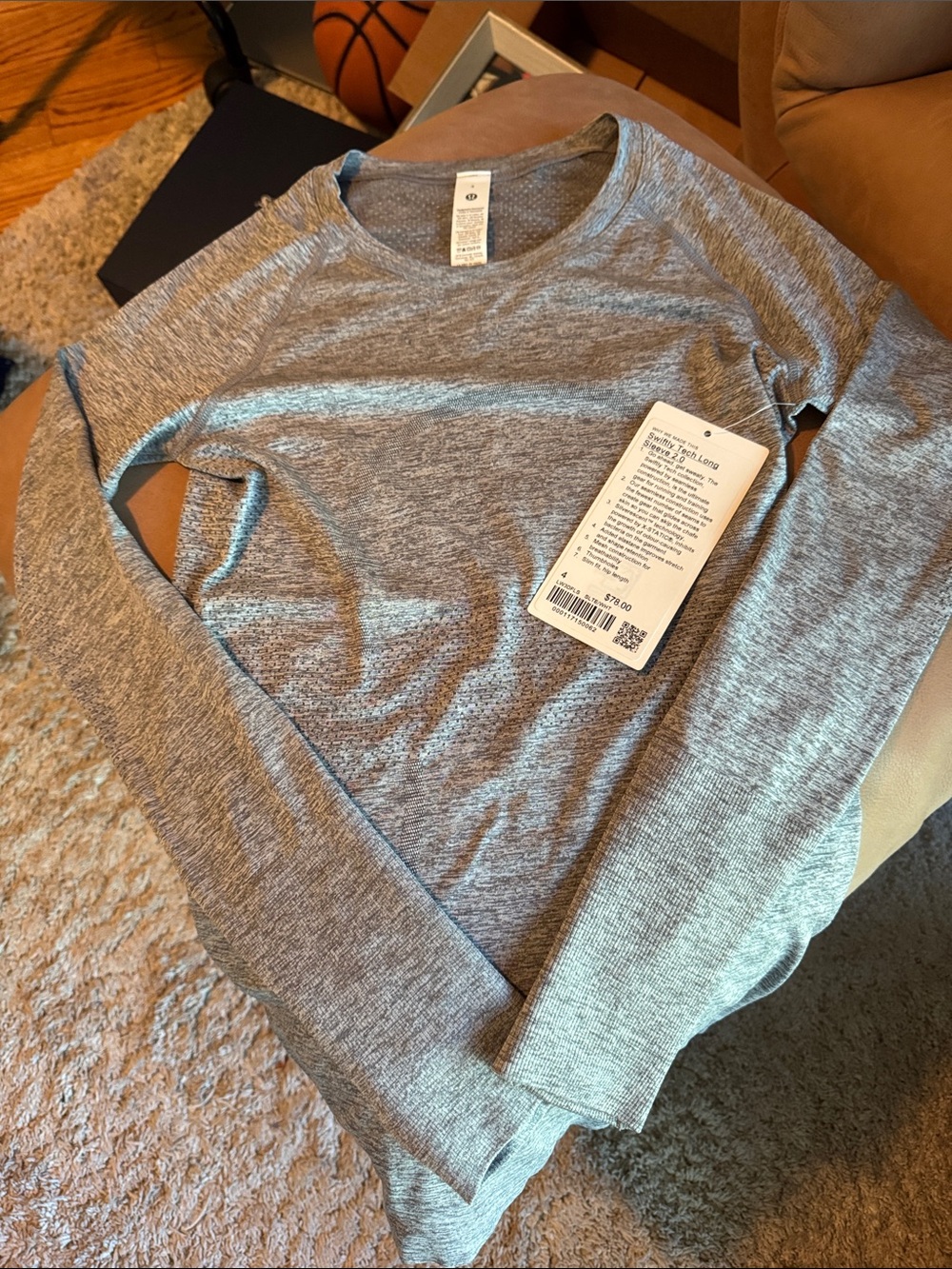 LULULemon Swiftly Tech Long-Sleeve Shirt 2.0 Slte/wht NWT